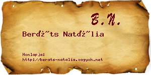 Beráts Natália névjegykártya